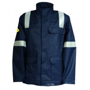 Navy blue reflective ATEX fuel handler jacket - Size L