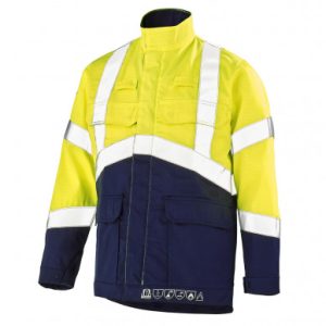 Navy blue/Fluo yellow reflective ATEX fuel handler jacket - Large size